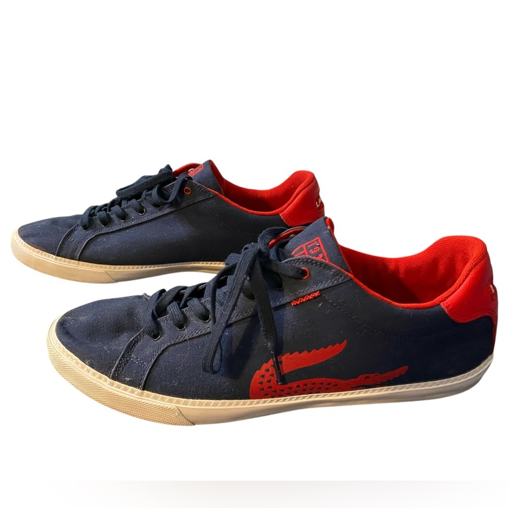 Lacoste Blue and Red Sneakers with Classic Two-Tone Design